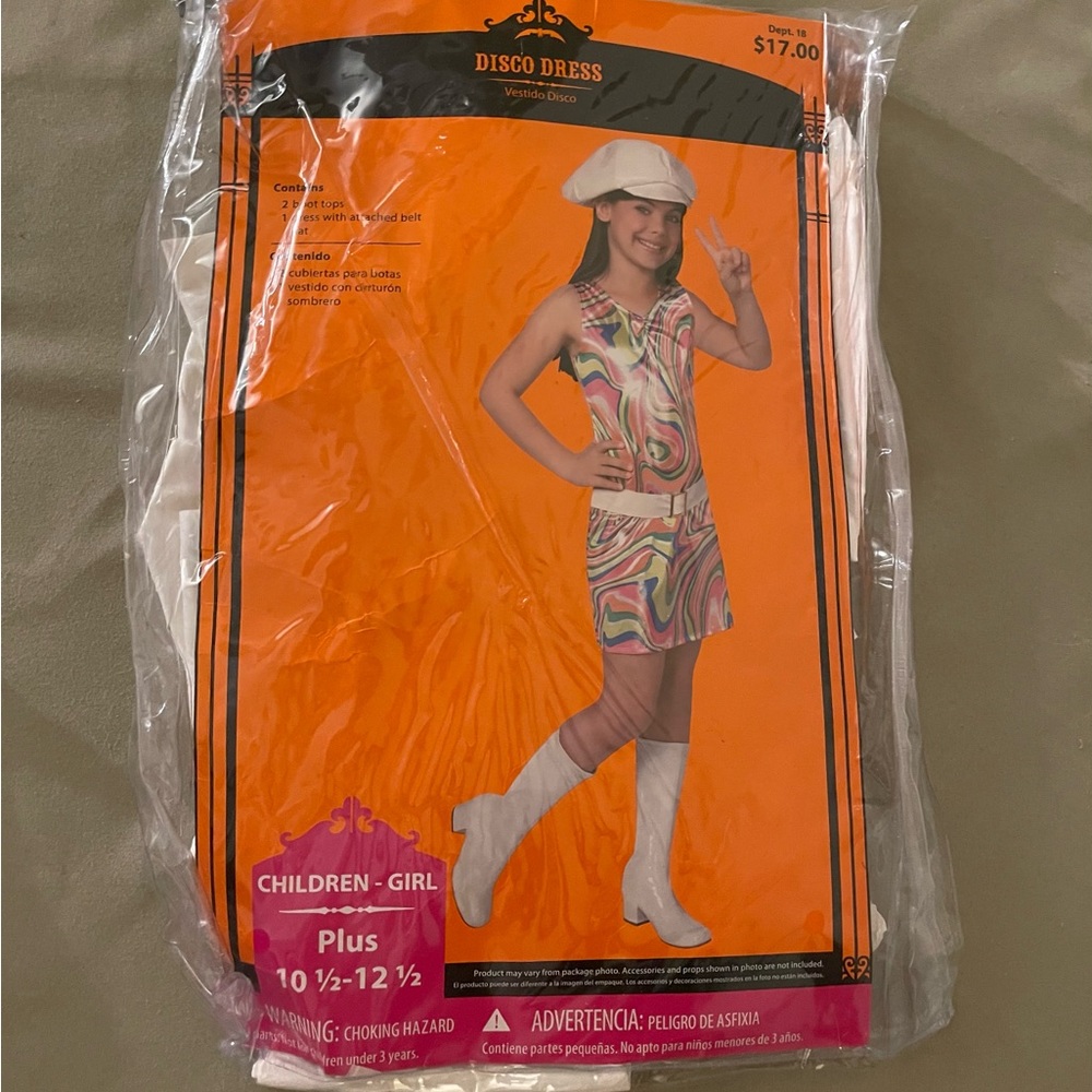 Disco Dress Dancer Halloween Costume NWT Children Plus size 10 1/2 to 12 1/2*